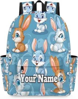 Personalized Animals Rabbits Preschool Toddler Backpack for Boys Girls Custom Kids Name Small Bookbags Kindergarten Elementary Backpack, Cartoon Rabbits