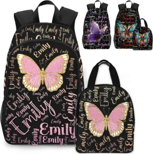 Personalized Backpack for Kids with Name Custom School Backpacks for Girls Boys Customized School Bookbag with Lunch Box Bookbag for Daughter Son Fashion Unique Gift for Preschool Kindergarten