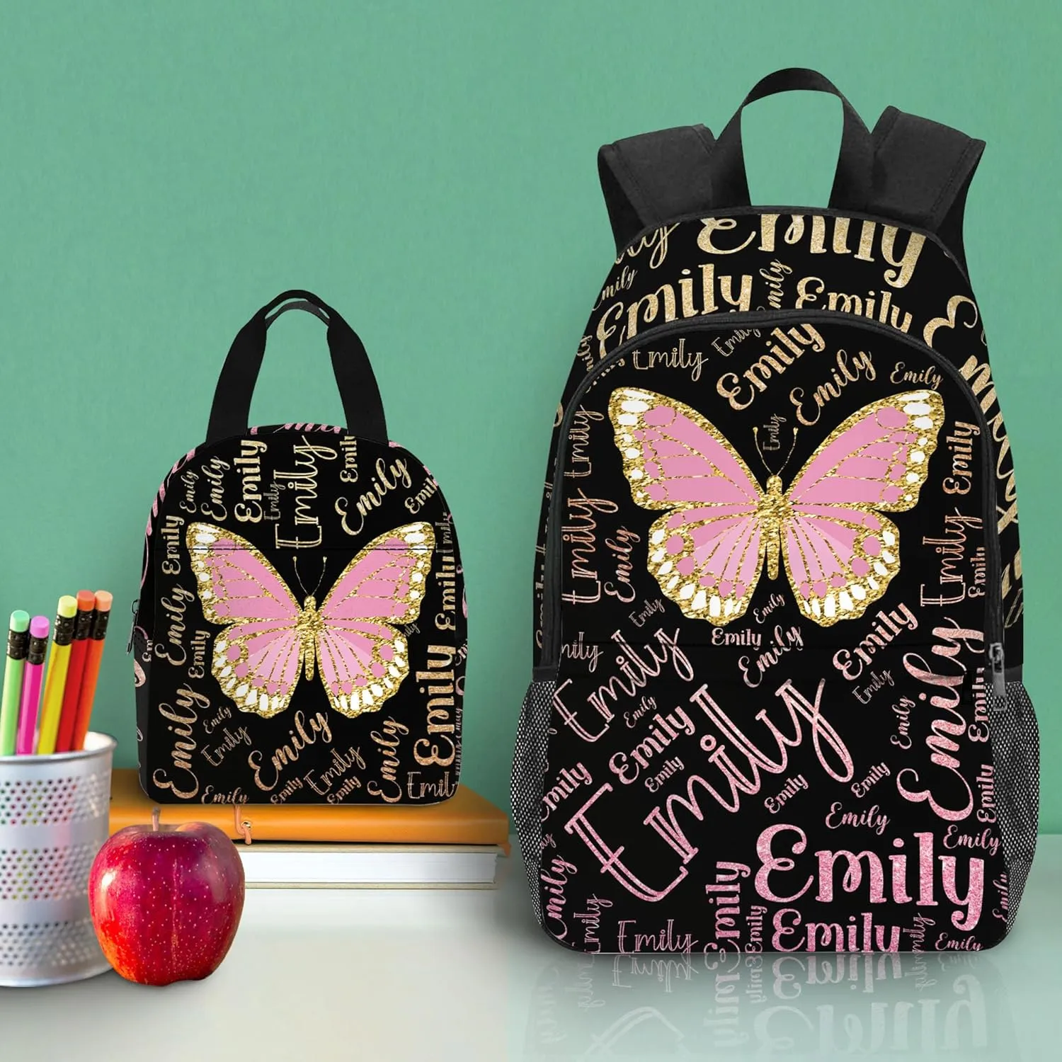 Personalized Backpack for Kids with Name Custom School Backpacks for Girls Boys Customized School Bookbag with Lunch Box Bookbag for Daughter Son Fashion Unique Gift for Preschool Kindergarten