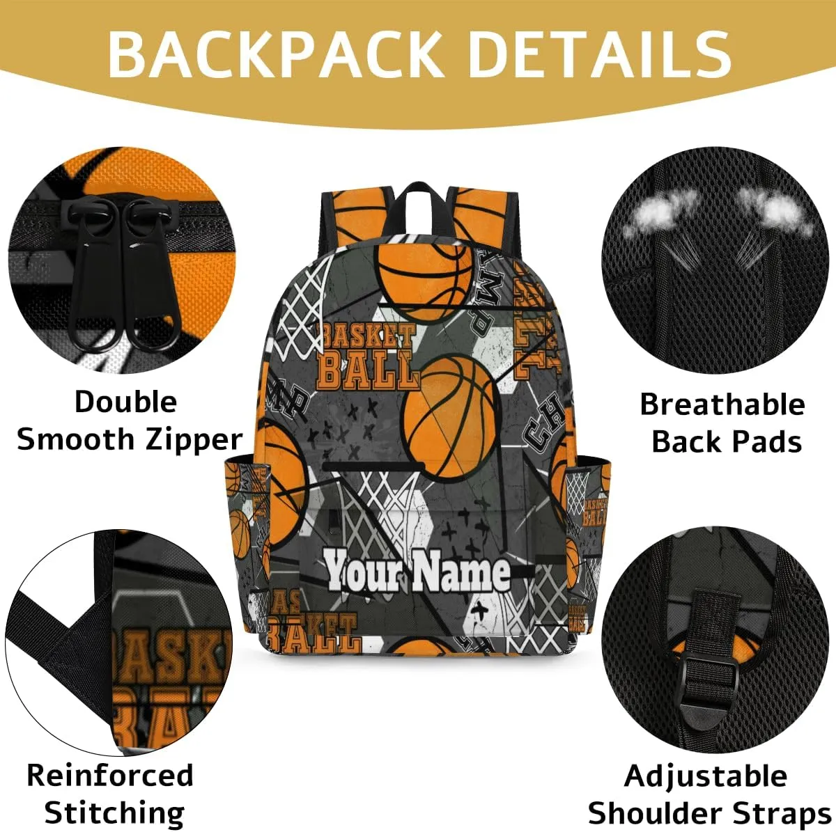 Personalized Basketball Preschool Toddler Backpack for Boys Girls Custom Kids Name Small Bookbags Kindergarten Elementary Backpack, Basketball Sport
