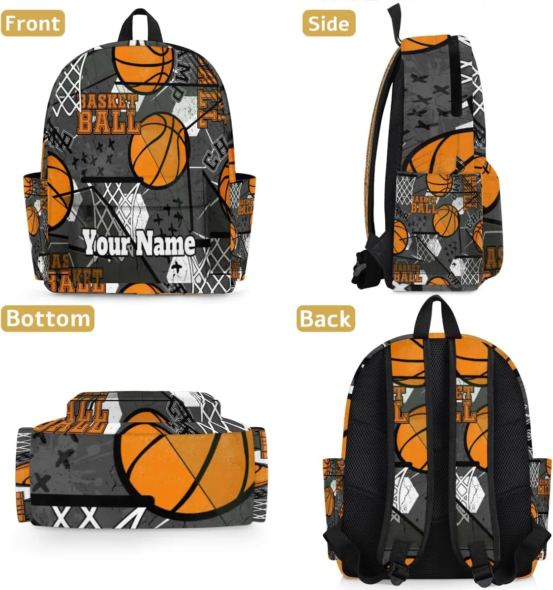 Personalized Basketball Preschool Toddler Backpack for Boys Girls Custom Kids Name Small Bookbags Kindergarten Elementary Backpack, Basketball Sport