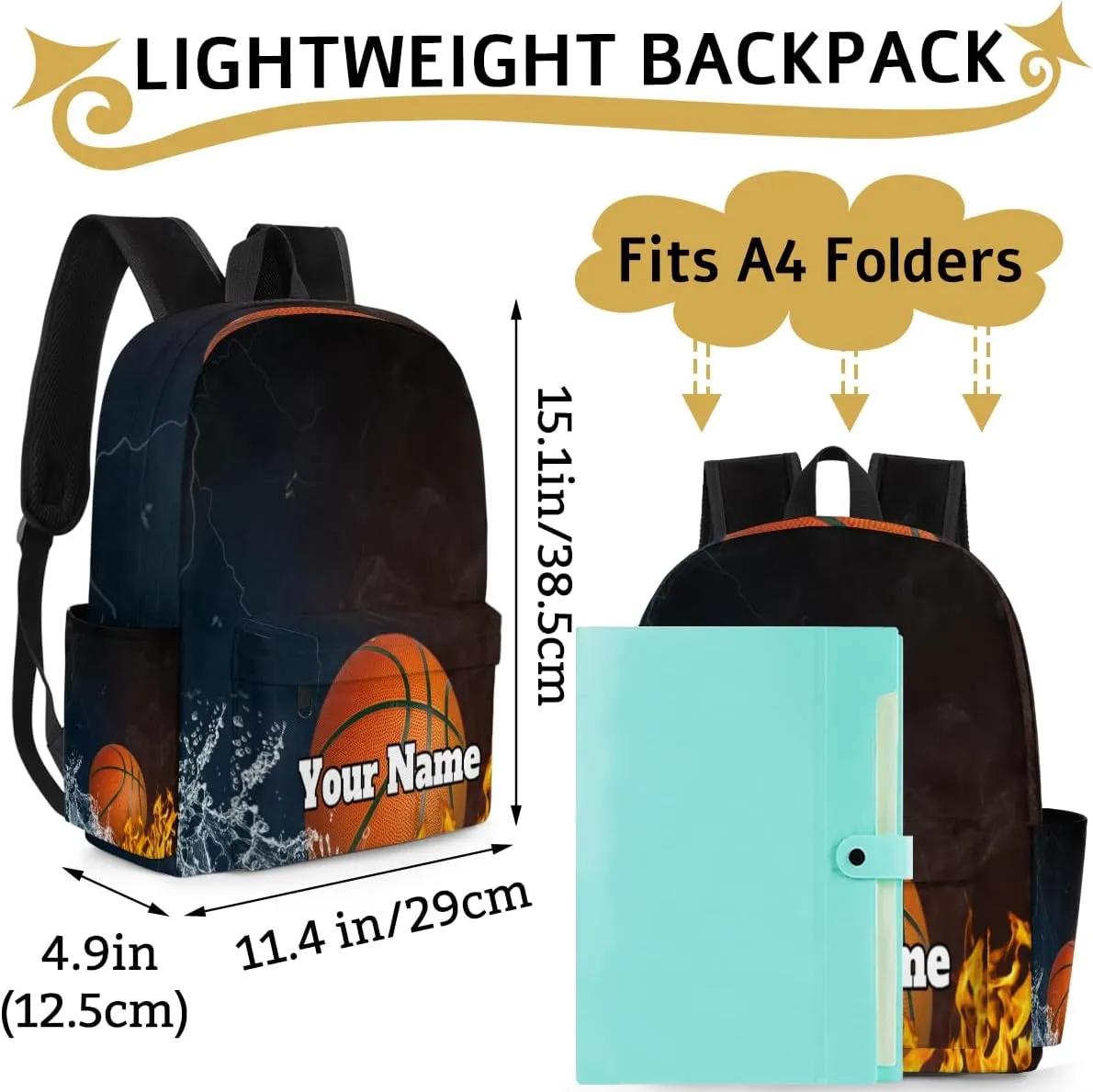 Personalized Basketball Preschool Toddler Backpack for Boys Girls Custom Kids Name Small Bookbags Kindergarten Elementary Backpack, Sports