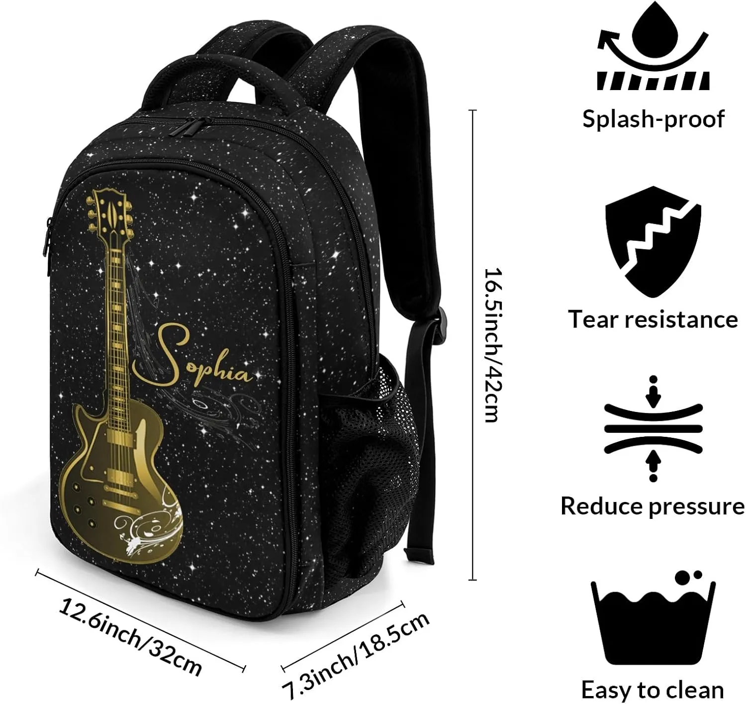 Personalized Bass Music Guitar Backpack Multifunctional Waterproof Laptop Bag for Travel Gift