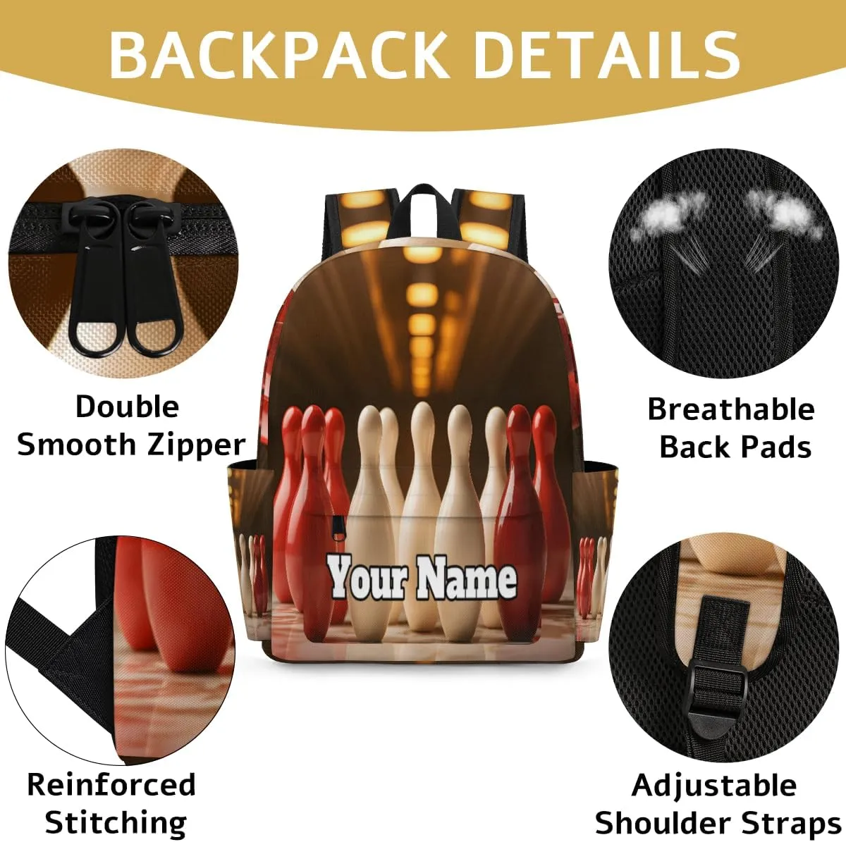 Personalized Bowling Preschool Toddler Backpack for Boys Girls Custom Kids Name Small Bookbags Kindergarten Elementary Backpack, Sport Bowling Ball