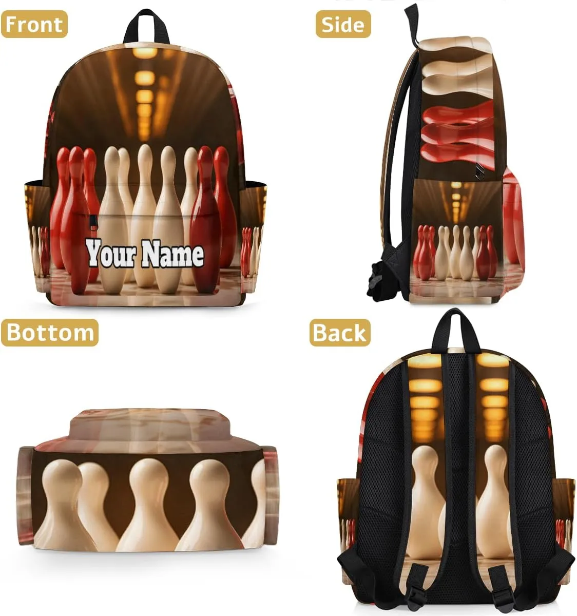 Personalized Bowling Preschool Toddler Backpack for Boys Girls Custom Kids Name Small Bookbags Kindergarten Elementary Backpack, Sport Bowling Ball