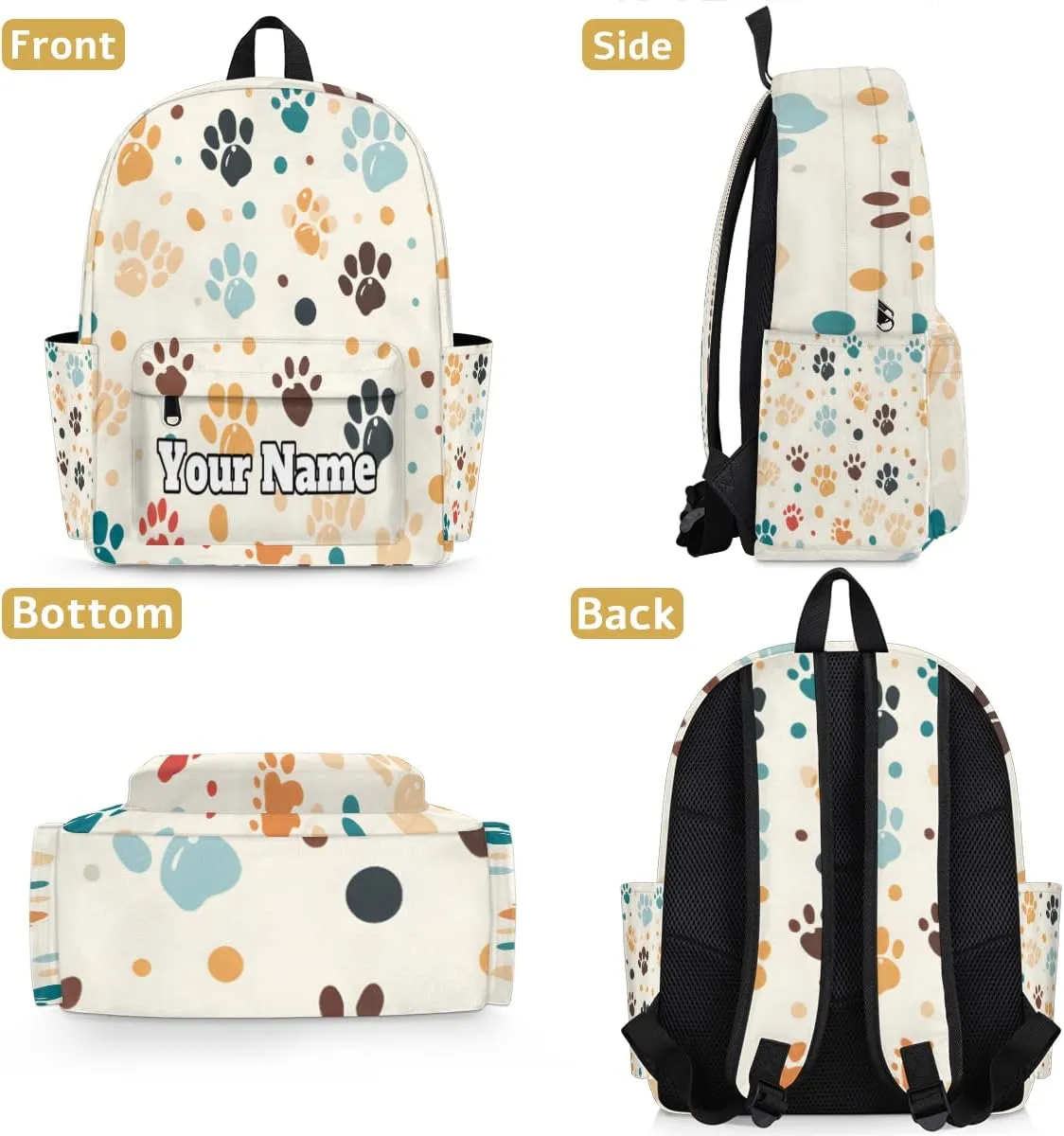 Personalized Cat Paw Print Preschool Toddler Backpack for Boys Girls Custom Kids Name Small Bookbags Kindergarten Elementary Backpack, Dog Pet Paw Print