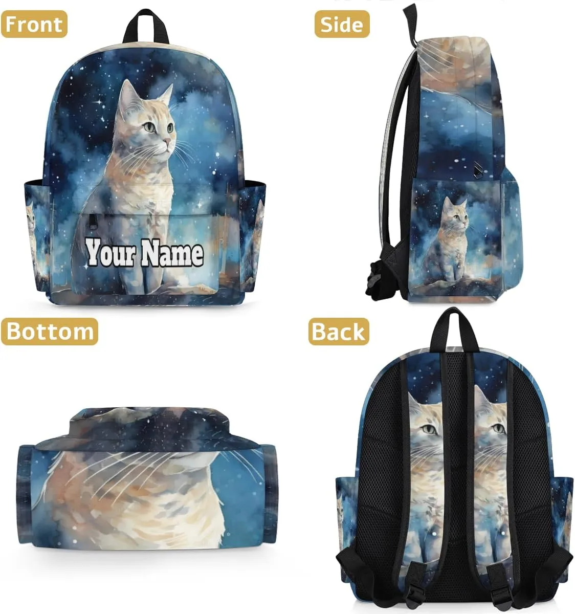 Personalized Cat Preschool Toddler Backpack for Boys Girls Custom Kids Name Small Bookbags Kindergarten Elementary Backpack, Cat Pattern