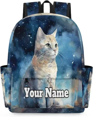 Personalized Cat Preschool Toddler Backpack for Boys Girls Custom Kids Name Small Bookbags Kindergarten Elementary Backpack, Cat Pattern