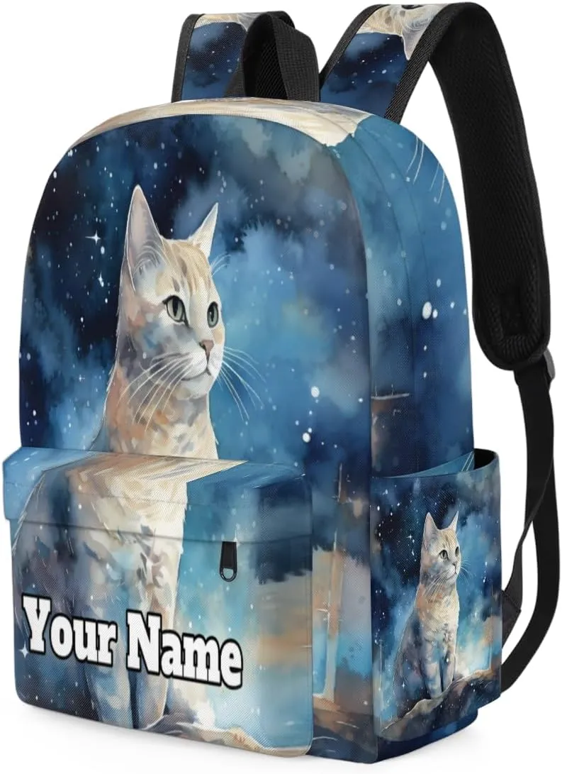 Personalized Cat Preschool Toddler Backpack for Boys Girls Custom Kids Name Small Bookbags Kindergarten Elementary Backpack, Cat Pattern