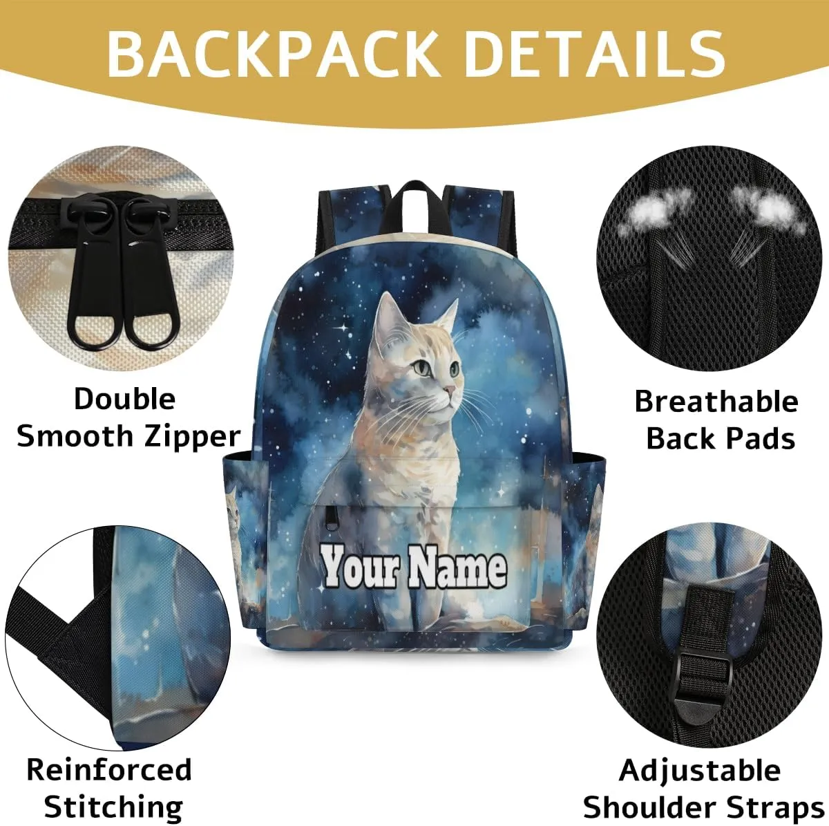 Personalized Cat Preschool Toddler Backpack for Boys Girls Custom Kids Name Small Bookbags Kindergarten Elementary Backpack, Cat Pattern