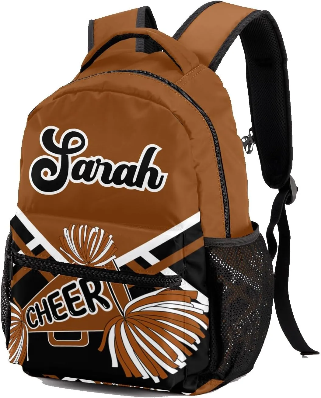 Personalized Cheer Brown Black Cheerleading Bags with Name Bag Waterproof Backpack Unisex Schoolbag Gift Casual Pack for Student Boys Girls