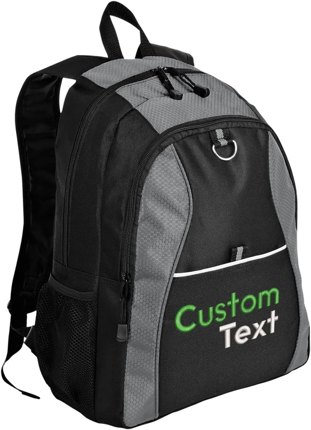 Personalized Contrast Honeycomb Backpacks, Grey - Your Name - Customized Embroidery Backpack for College, Business