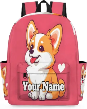 Personalized Cute Corgi Preschool Toddler Backpack for Boys Girls Custom Kids Name Small Bookbags Kindergarten Elementary Backpack, Dog Pet Animals