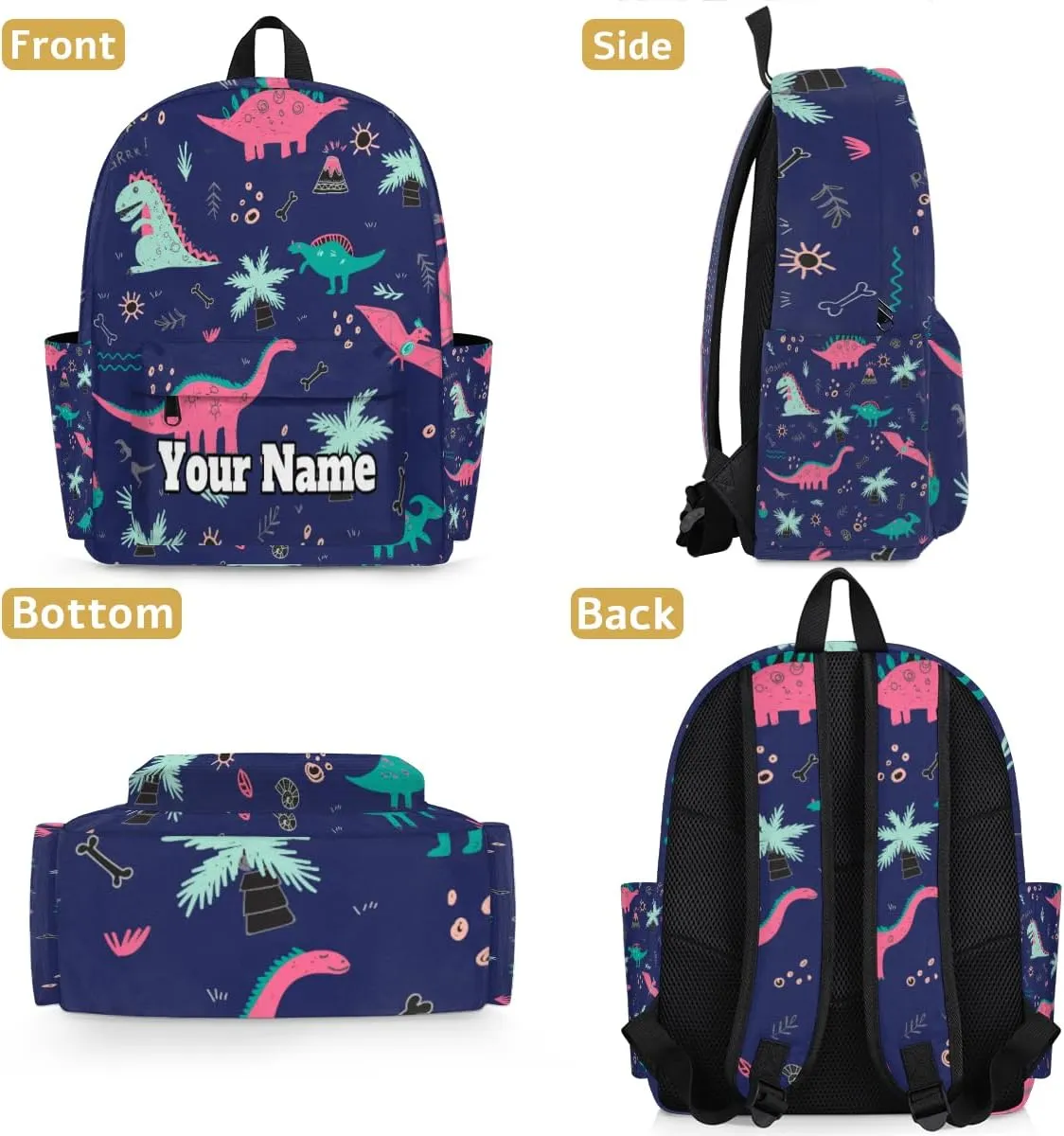Personalized Cute Dinosaur Preschool Toddler Backpack for Boys Girls Custom Kids Name Small Bookbags Kindergarten Elementary Backpack, Animals