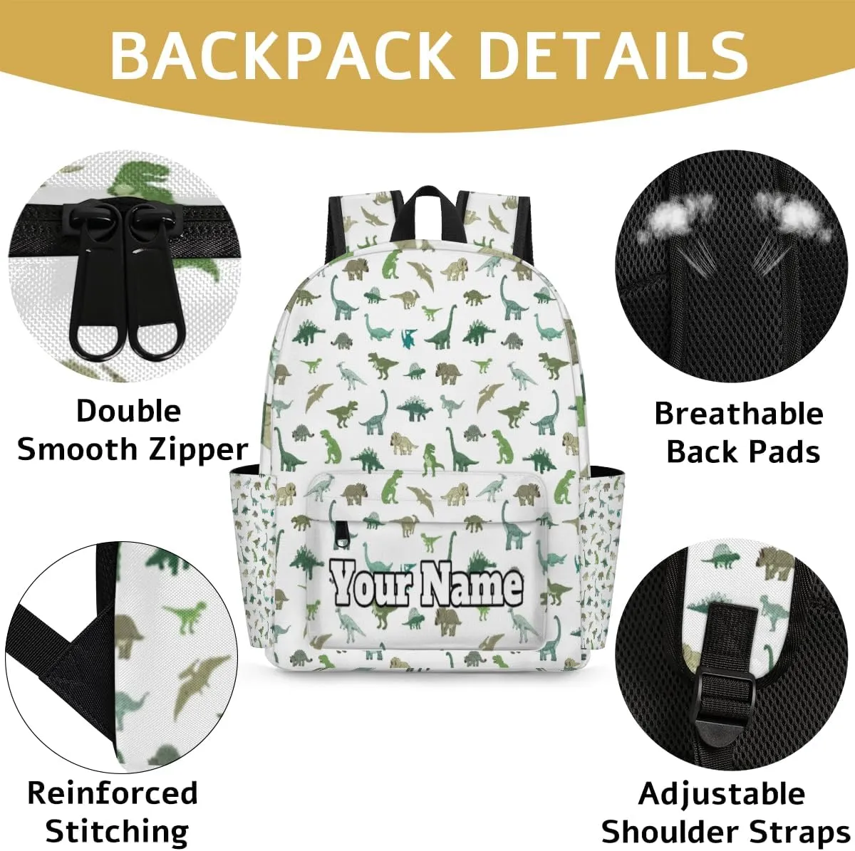 Personalized Cute Dinosaur Preschool Toddler Backpack for Boys Girls Custom Kids Name Small Bookbags Kindergarten Elementary Backpack, Dinosaur