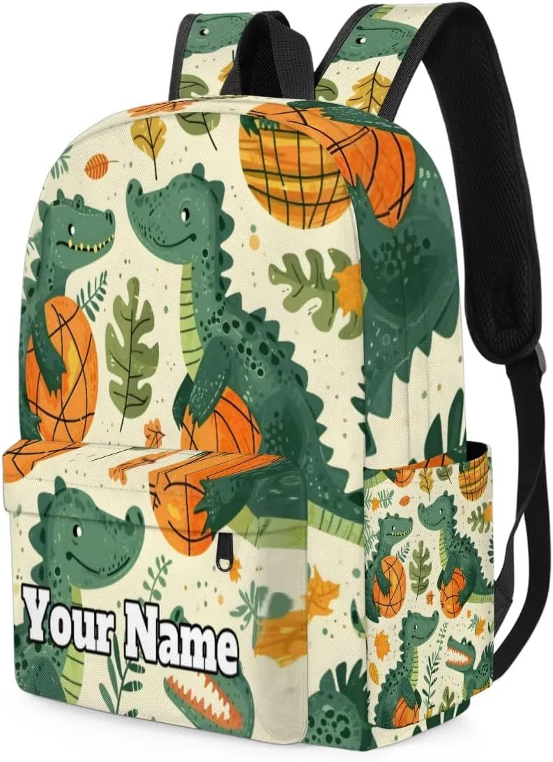 Personalized Cute Dinosaur Preschool Toddler Backpack for Boys Girls Custom Kids Name Small Bookbags Kindergarten Elementary Backpack, Tropical Plants Basketball