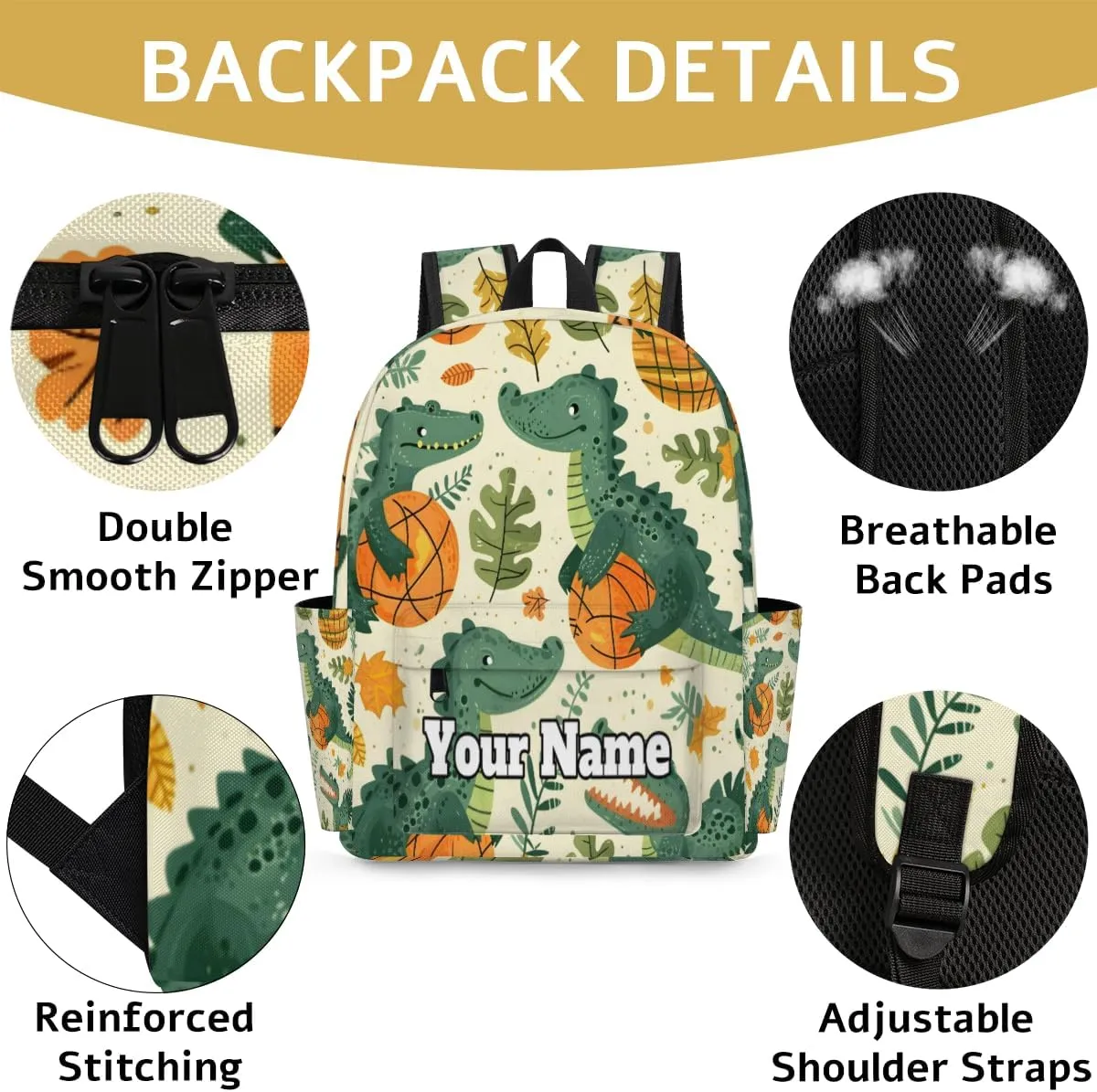 Personalized Cute Dinosaur Preschool Toddler Backpack for Boys Girls Custom Kids Name Small Bookbags Kindergarten Elementary Backpack, Tropical Plants Basketball