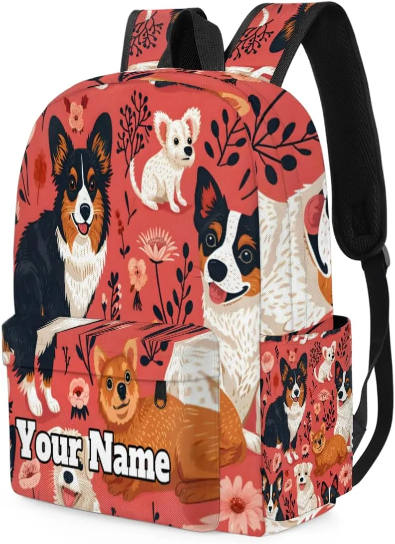 Personalized Cute Dogs Preschool Toddler Backpack for Boys Girls Custom Kids Name Small Bookbags Kindergarten Elementary Backpack, Dogs Floral