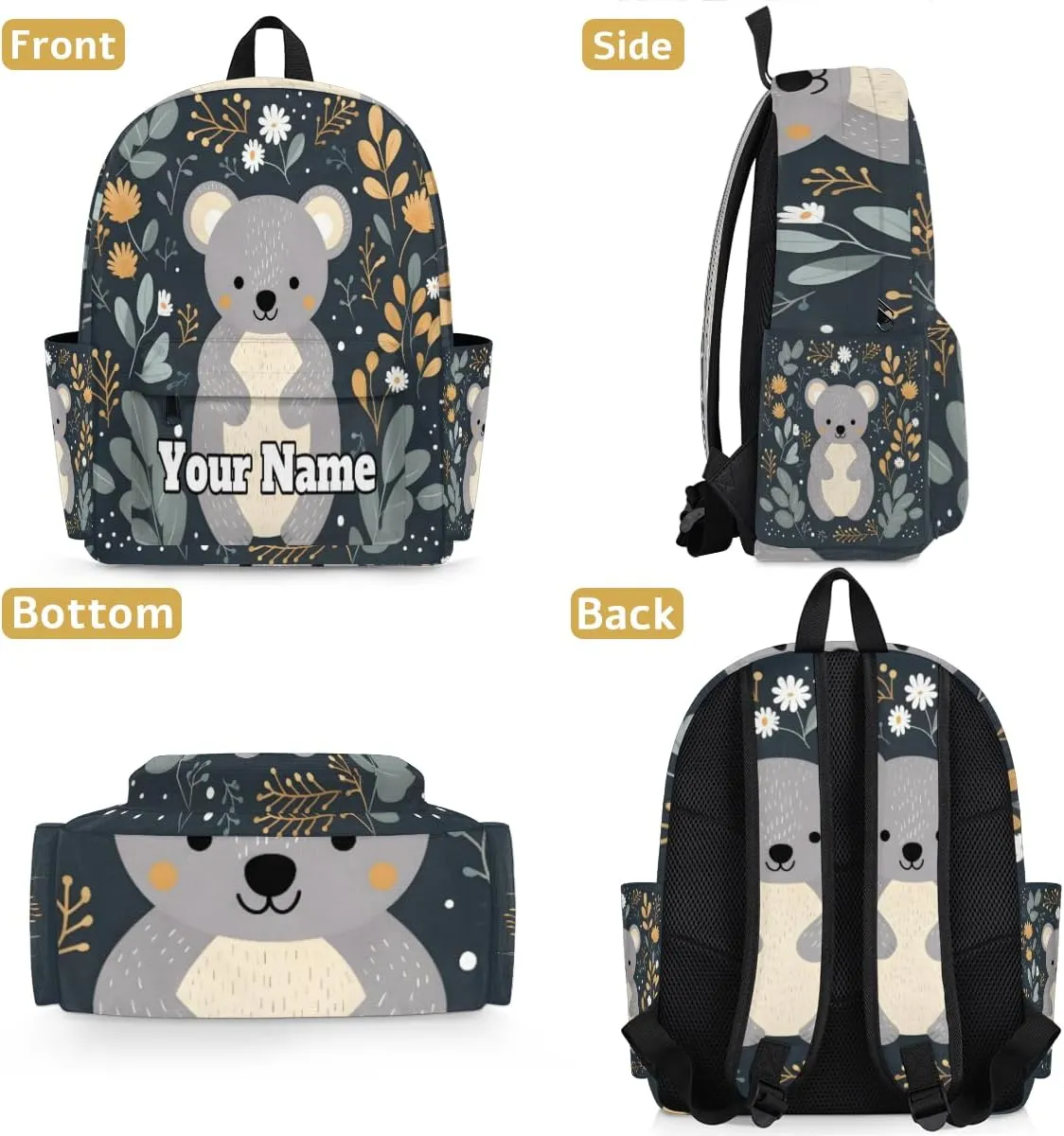 Personalized Cute Koala Preschool Toddler Backpack for Boys Girls Custom Kids Name Small Bookbags Kindergarten Elementary Backpack, Koala