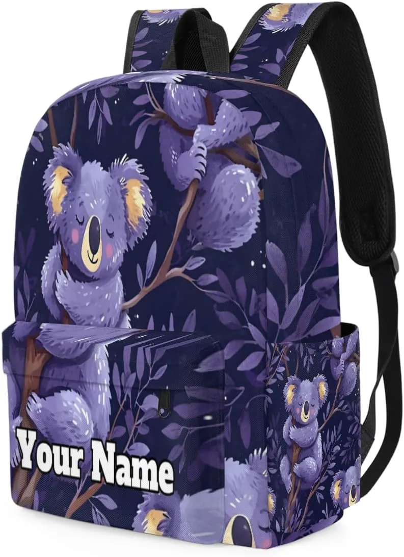 Personalized Cute Koalas Preschool Toddler Backpack for Boys Girls Custom Kids Name Small Bookbags Kindergarten Elementary Backpack, Cartoon Koala