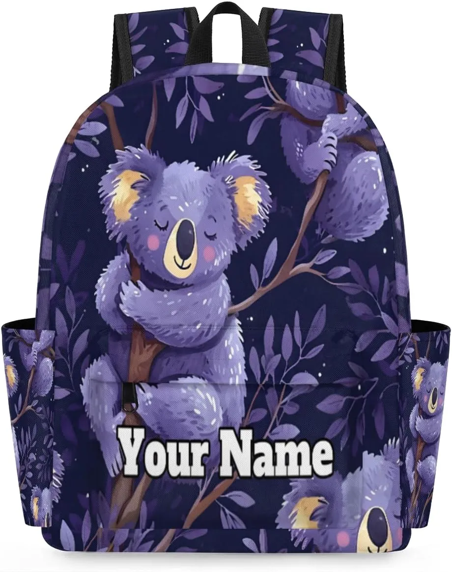 Personalized Cute Koalas Preschool Toddler Backpack for Boys Girls Custom Kids Name Small Bookbags Kindergarten Elementary Backpack, Cartoon Koala