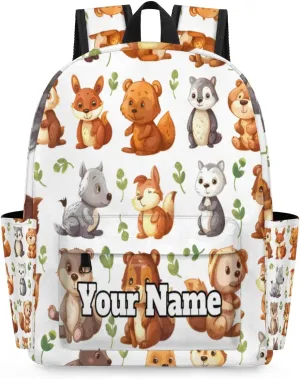 Personalized Cute Squirrel Preschool Toddler Backpack for Boys Girls Custom Kids Name Small Bookbags Kindergarten Elementary Backpack, Animals