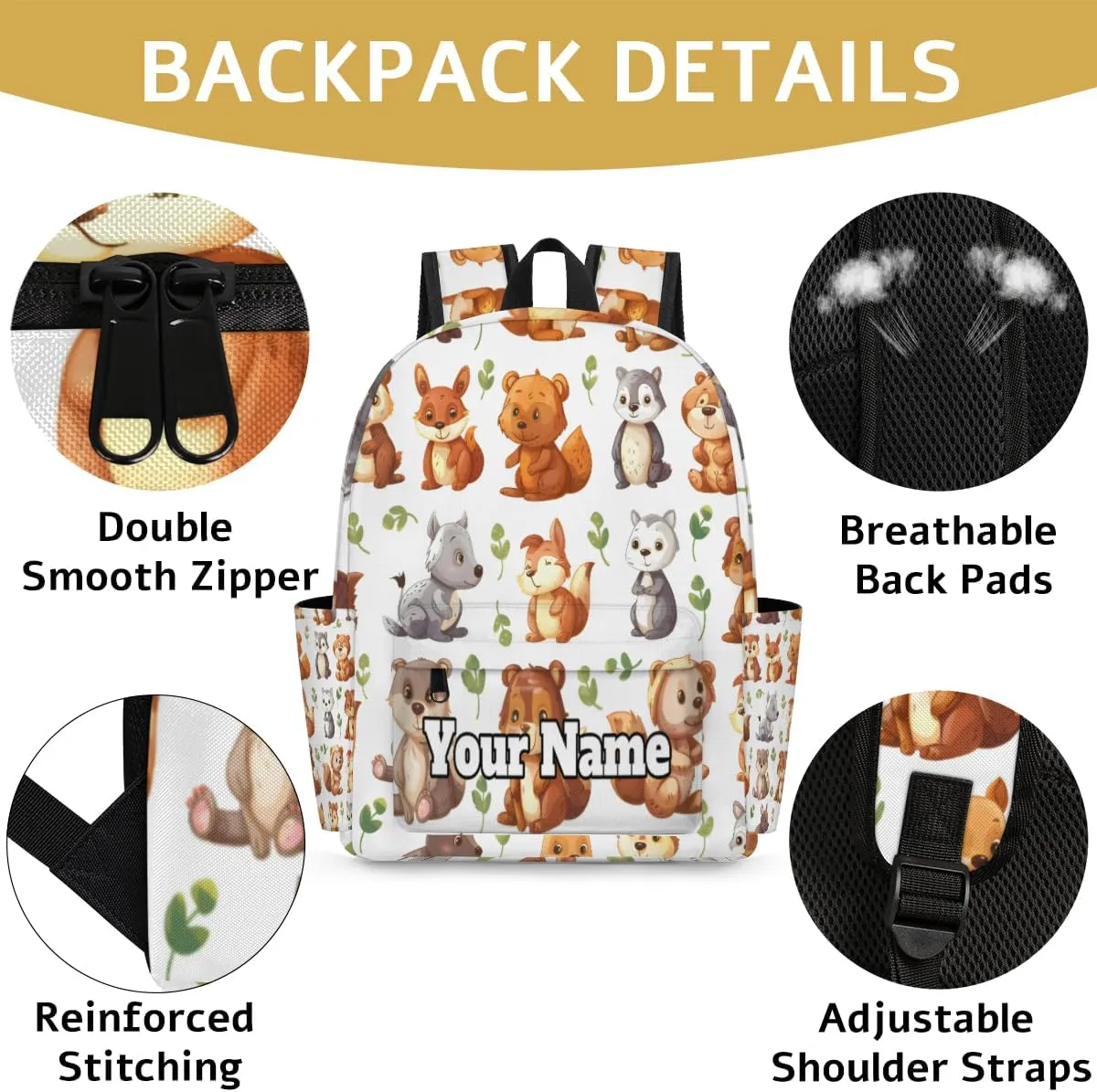 Personalized Cute Squirrel Preschool Toddler Backpack for Boys Girls Custom Kids Name Small Bookbags Kindergarten Elementary Backpack, Animals