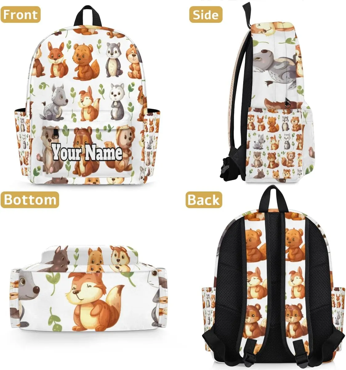 Personalized Cute Squirrel Preschool Toddler Backpack for Boys Girls Custom Kids Name Small Bookbags Kindergarten Elementary Backpack, Animals