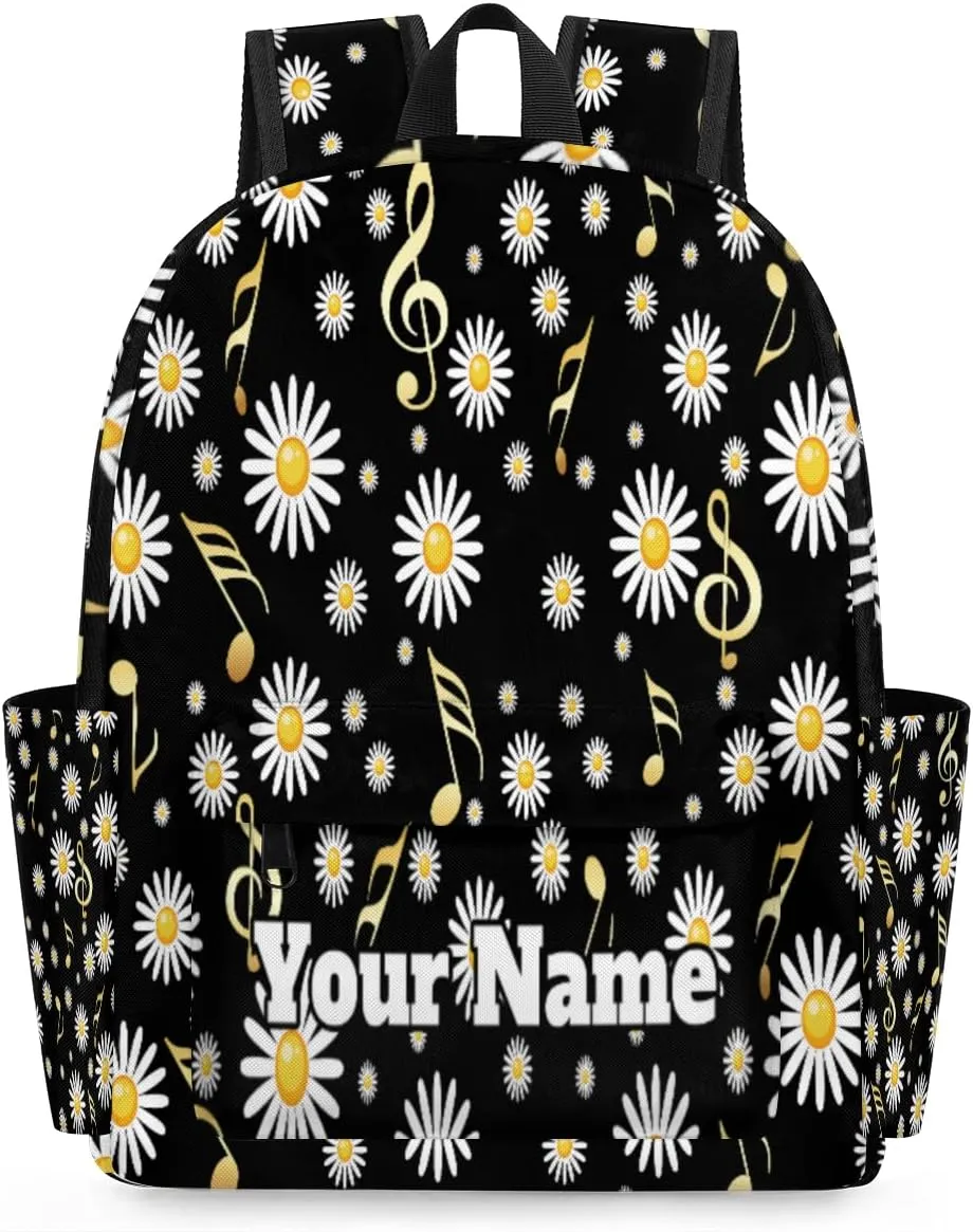 Personalized Daisy Preschool Toddler Backpack for Boys Girls Custom Kids Name Small Bookbags Kindergarten Elementary Backpack, Musical Notes