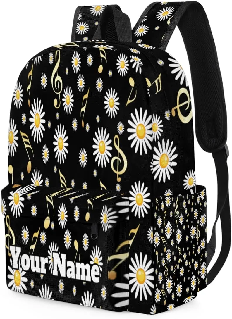 Personalized Daisy Preschool Toddler Backpack for Boys Girls Custom Kids Name Small Bookbags Kindergarten Elementary Backpack, Musical Notes