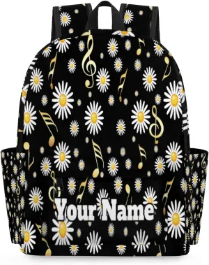 Personalized Daisy Preschool Toddler Backpack for Boys Girls Custom Kids Name Small Bookbags Kindergarten Elementary Backpack, Musical Notes