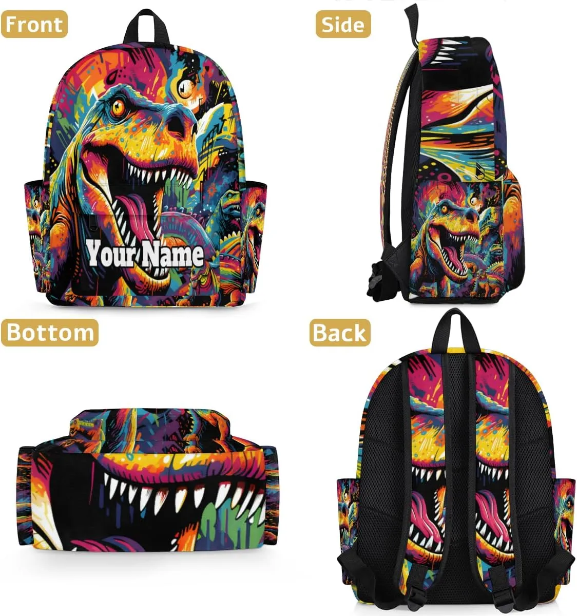 Personalized Dinosaur Preschool Toddler Backpack for Boys Girls Custom Kids Name Small Bookbags Kindergarten Elementary Backpack, Tyrannosaurus Rex