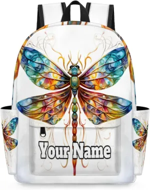 Personalized Dragonfly Preschool Toddler Backpack for Boys Girls Custom Kids Name Small Bookbags Kindergarten Elementary Backpack, Colourful