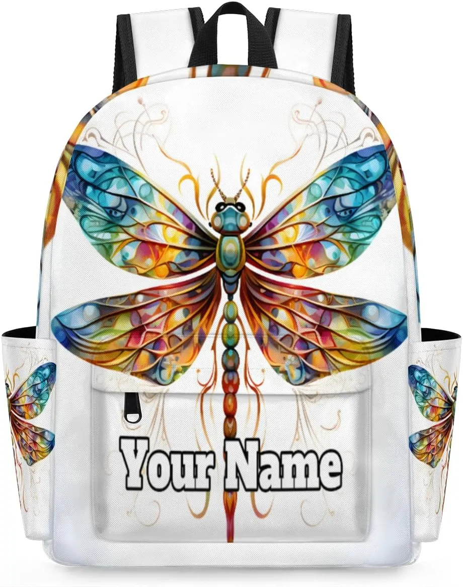 Personalized Dragonfly Preschool Toddler Backpack for Boys Girls Custom Kids Name Small Bookbags Kindergarten Elementary Backpack, Colourful