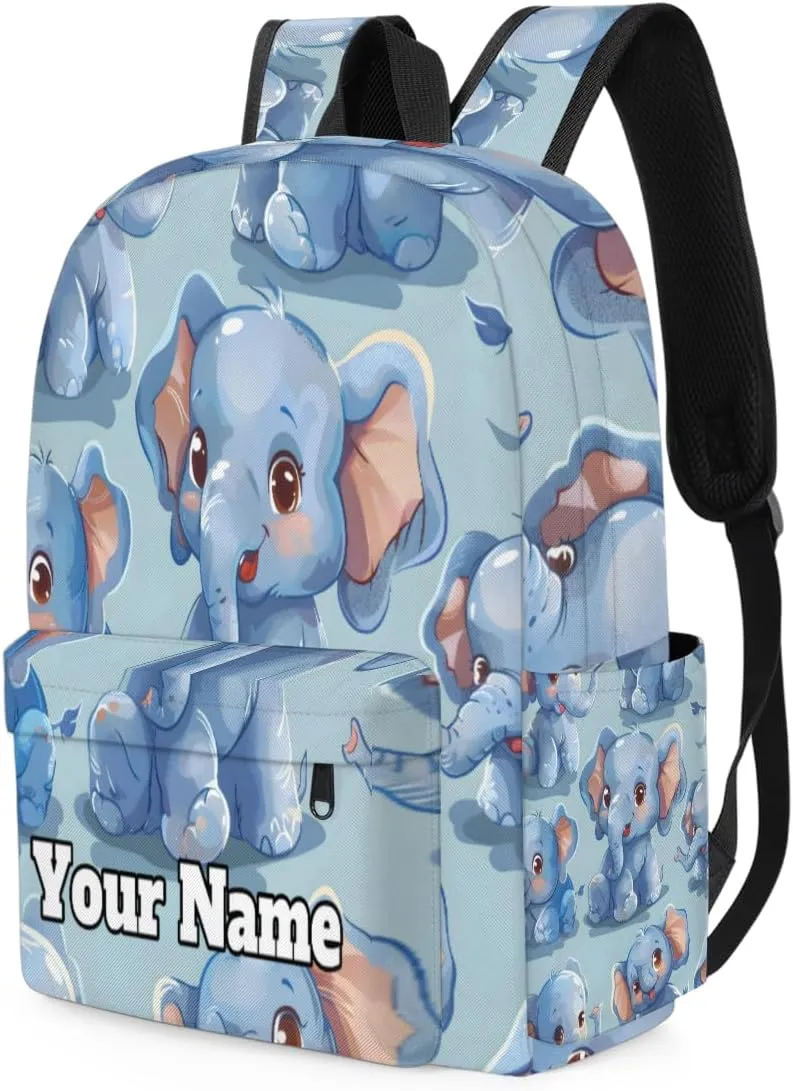 Personalized Elephant Preschool Toddler Backpack for Boys Girls Custom Kids Name Small Bookbags Kindergarten Elementary Backpack, Wild Elephant
