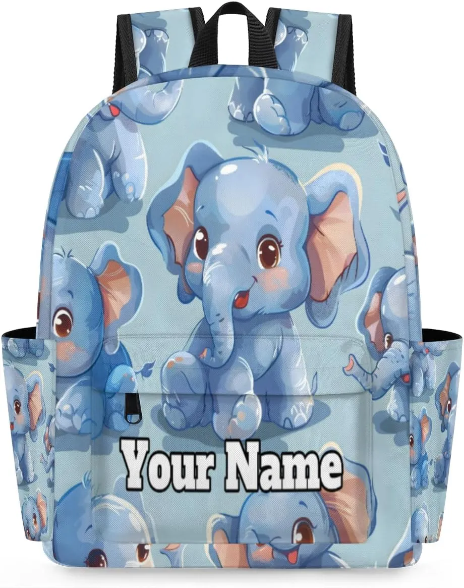 Personalized Elephant Preschool Toddler Backpack for Boys Girls Custom Kids Name Small Bookbags Kindergarten Elementary Backpack, Wild Elephant