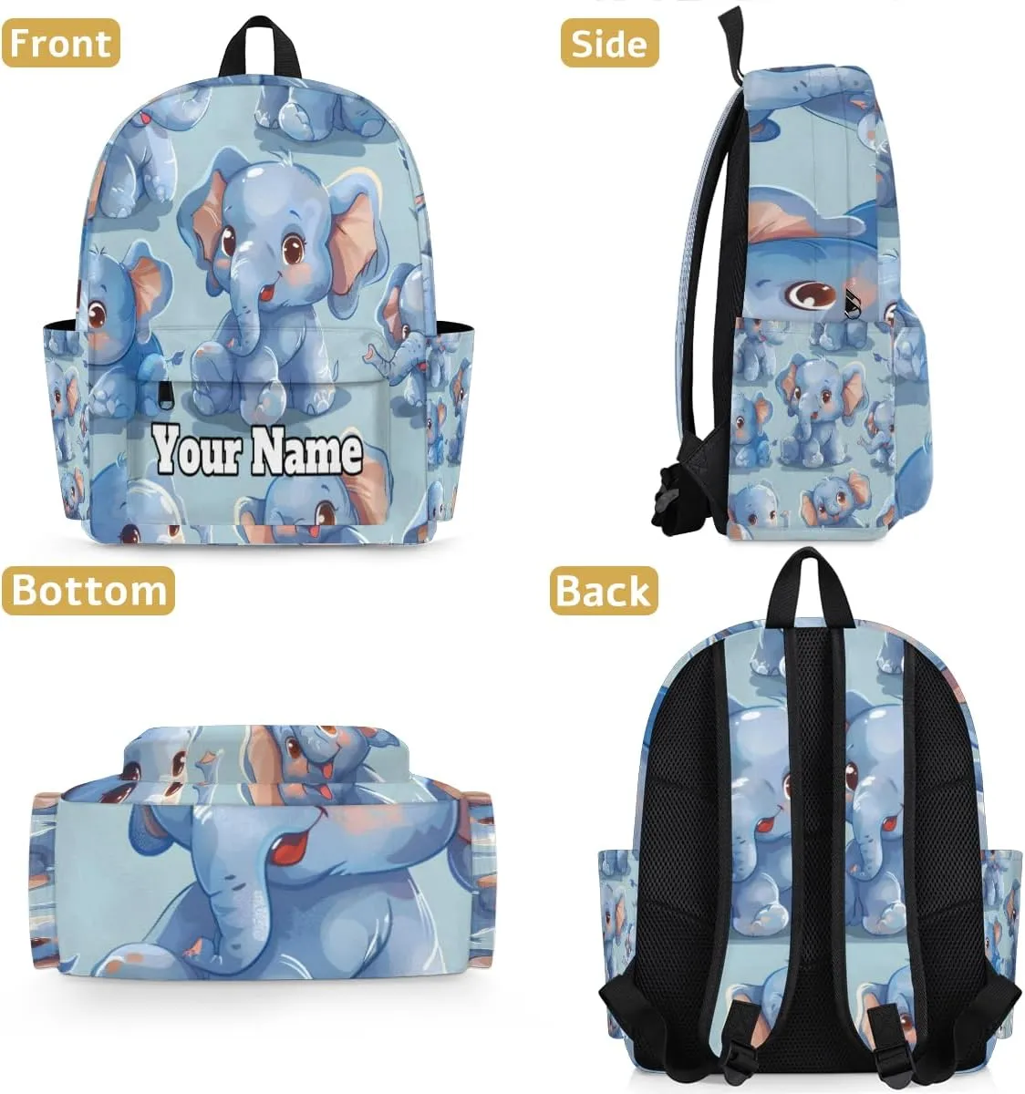 Personalized Elephant Preschool Toddler Backpack for Boys Girls Custom Kids Name Small Bookbags Kindergarten Elementary Backpack, Wild Elephant