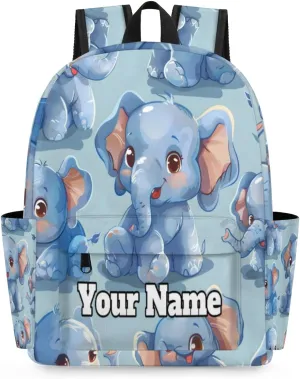 Personalized Elephant Preschool Toddler Backpack for Boys Girls Custom Kids Name Small Bookbags Kindergarten Elementary Backpack, Wild Elephant