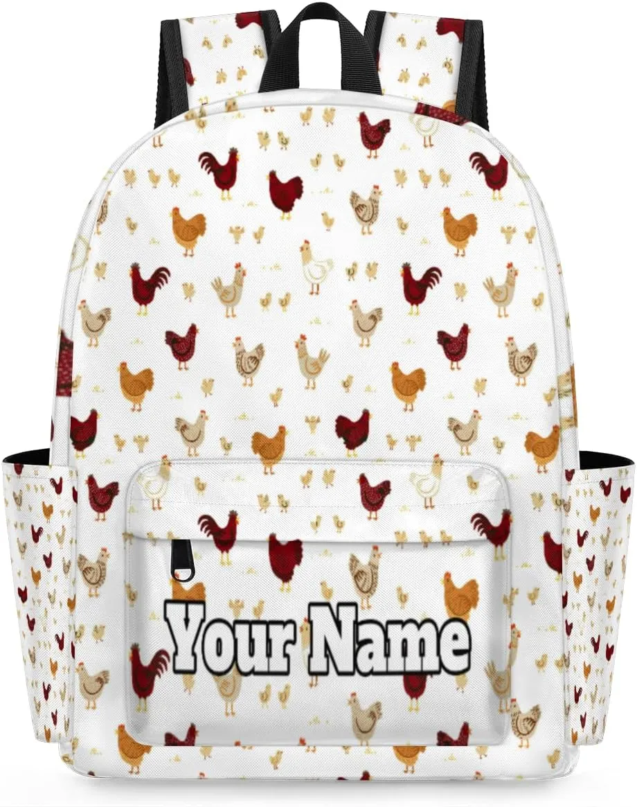 Personalized Farm Roosters Preschool Toddler Backpack for Boys Girls Custom Kids Name Small Bookbags Kindergarten Elementary Backpack, Animal Chicken