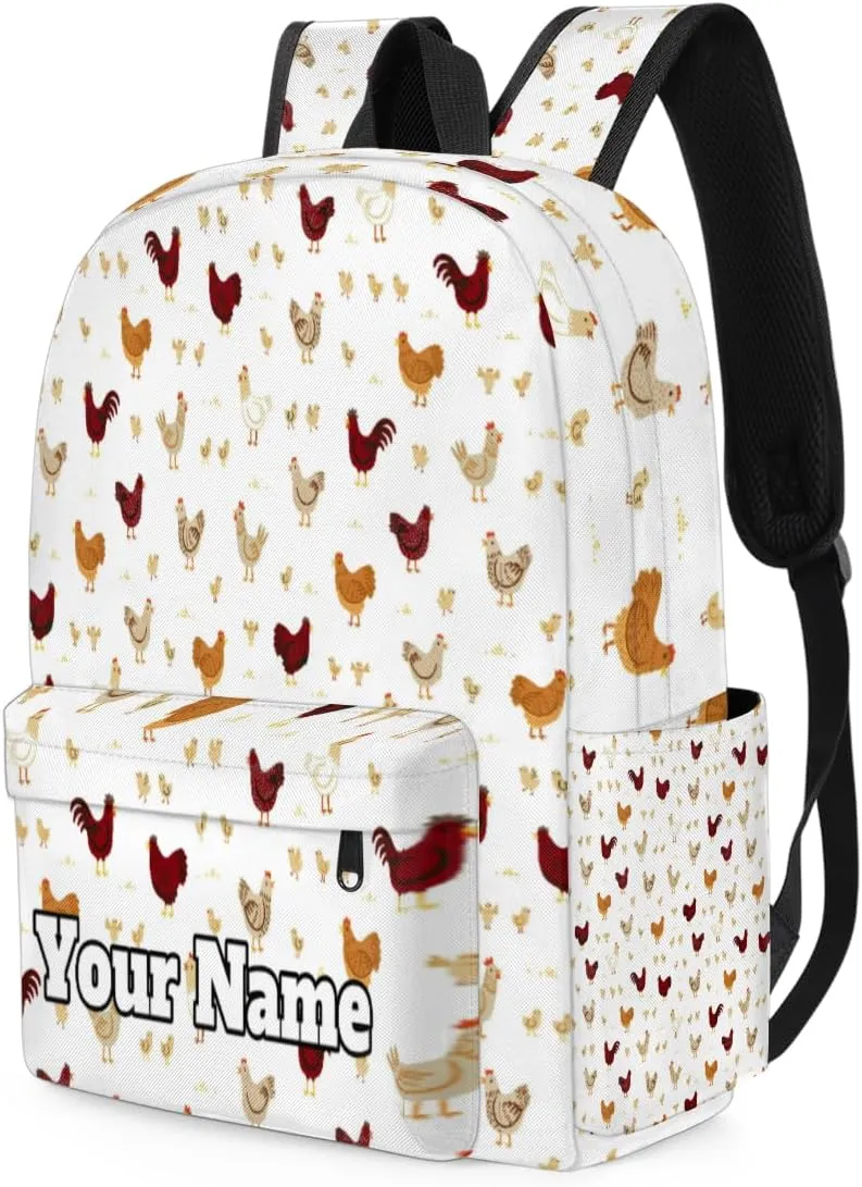 Personalized Farm Roosters Preschool Toddler Backpack for Boys Girls Custom Kids Name Small Bookbags Kindergarten Elementary Backpack, Animal Chicken