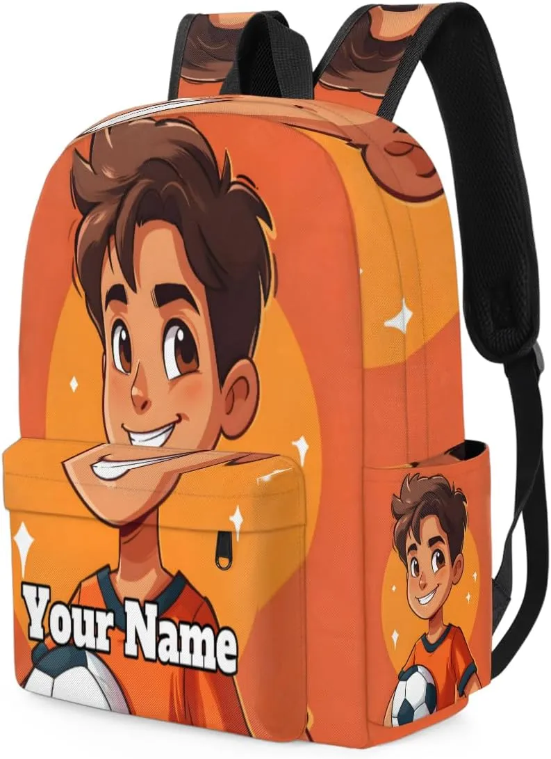 Personalized Football Player Preschool Toddler Backpack for Boys Girls Custom Kids Name Small Bookbags Kindergarten Elementary Backpack, Soccer Ball