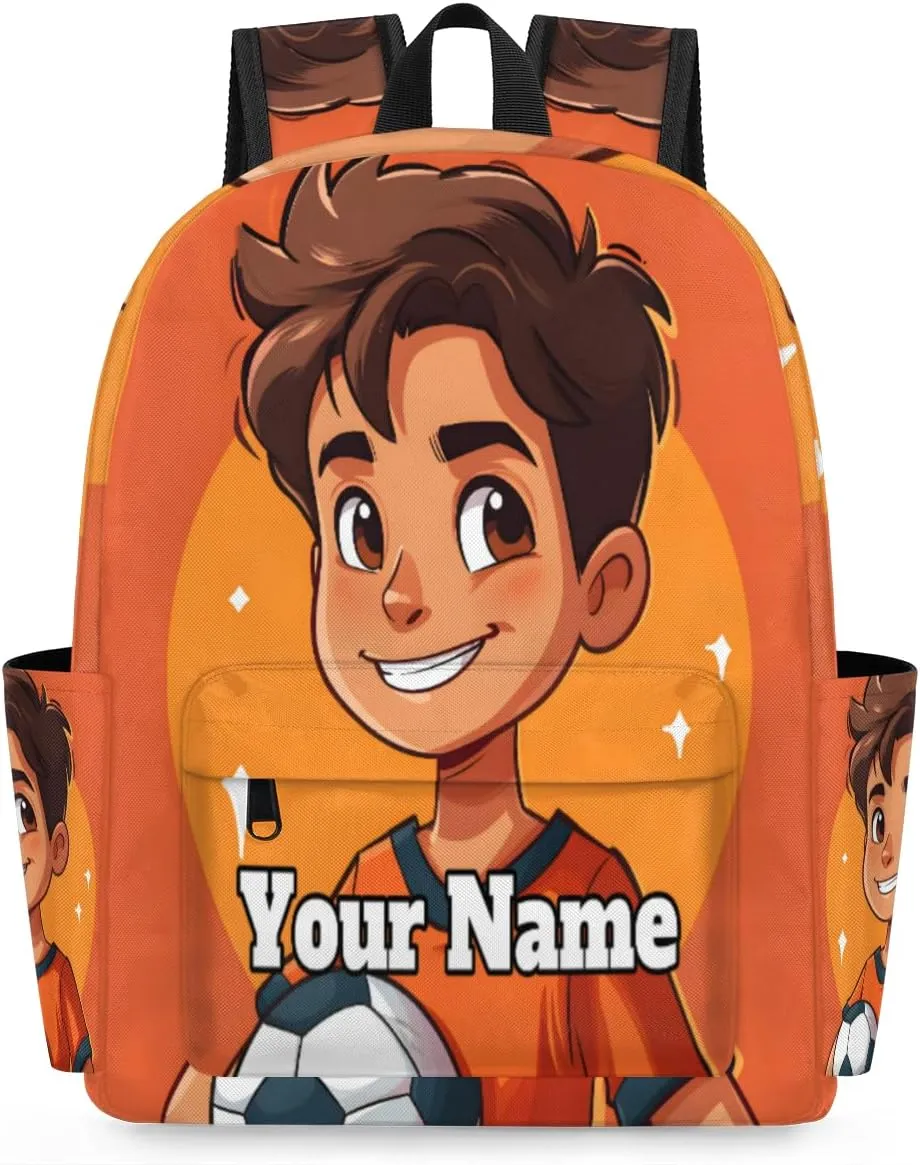 Personalized Football Player Preschool Toddler Backpack for Boys Girls Custom Kids Name Small Bookbags Kindergarten Elementary Backpack, Soccer Ball