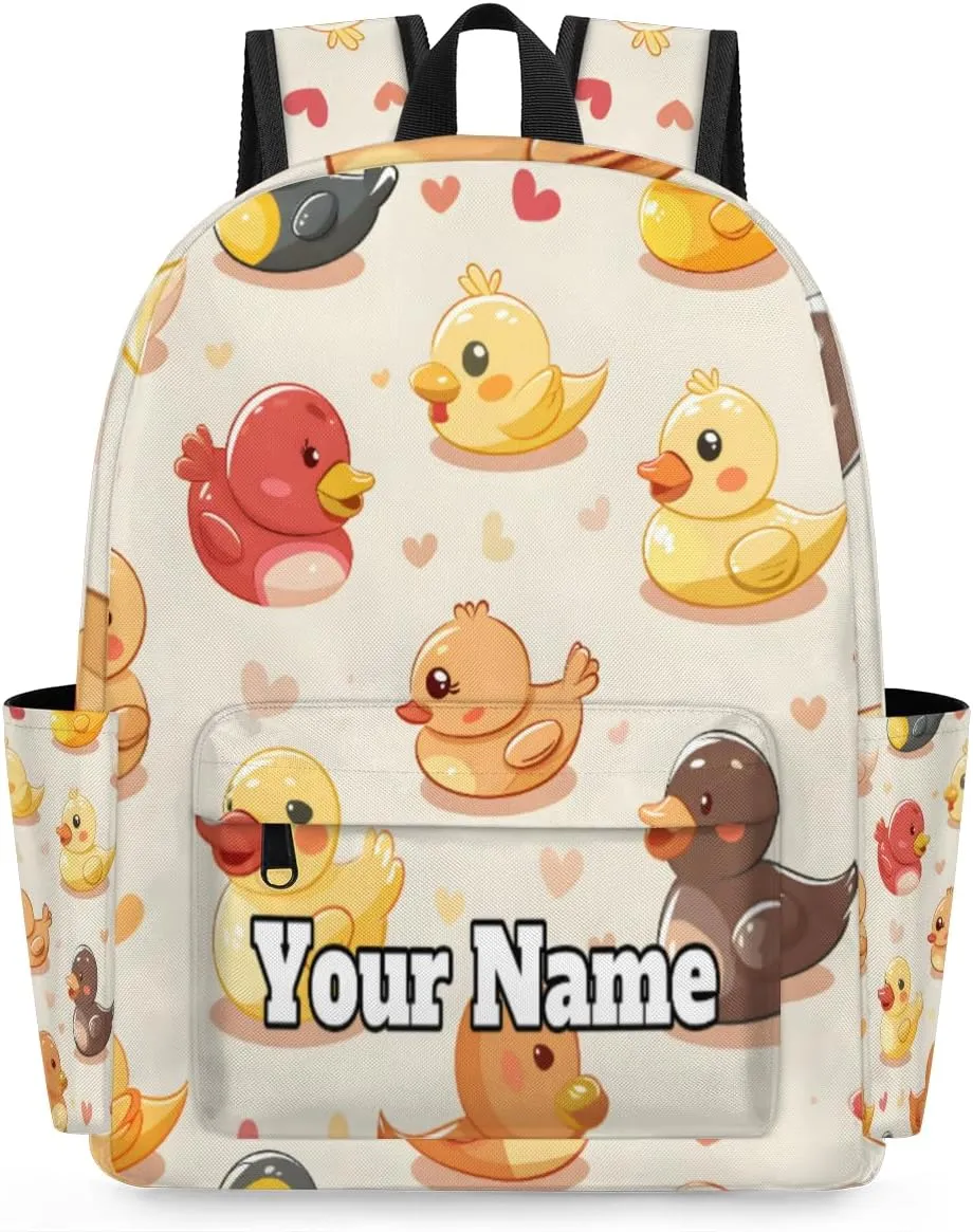 Personalized Funny Duck Preschool Toddler Backpack for Boys Girls Custom Kids Name Small Bookbags Kindergarten Elementary Backpack, Duck Animal