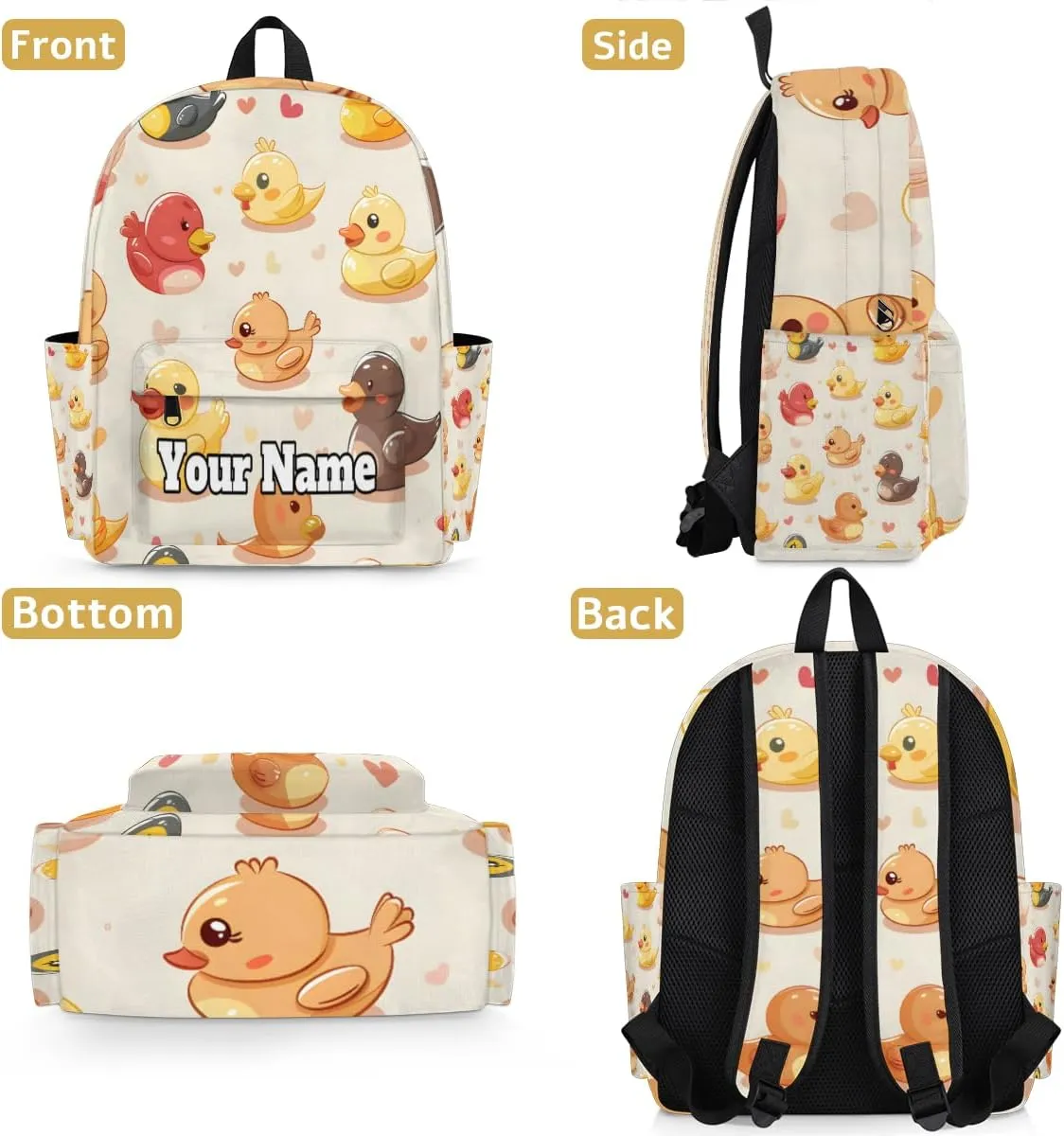 Personalized Funny Duck Preschool Toddler Backpack for Boys Girls Custom Kids Name Small Bookbags Kindergarten Elementary Backpack, Duck Animal
