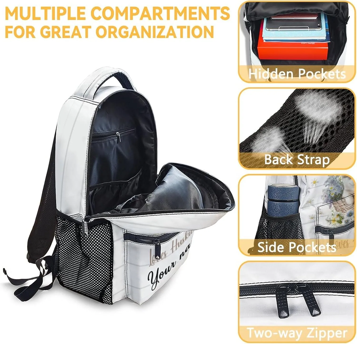 Personalized Husky Backpack with Lunch Box, Set of 3 School Backpacks Matching Combo, Cute White Dog Bookbag and Pencil Case Bundle