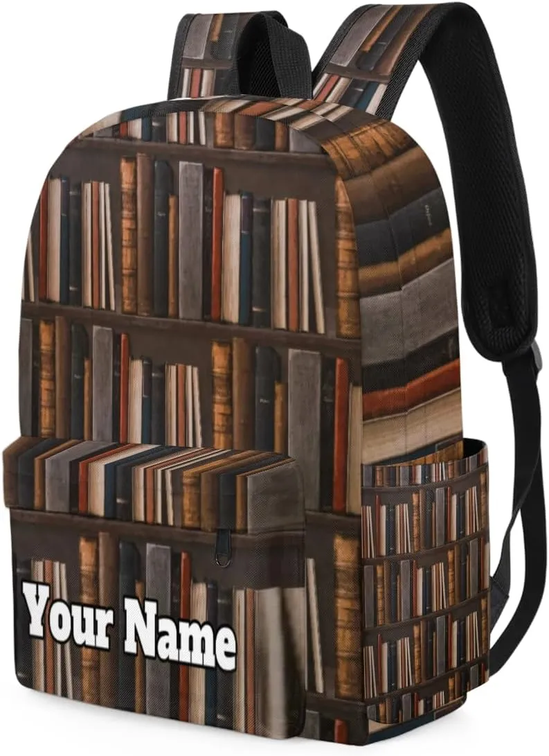 Personalized Library Bookshelf Preschool Toddler Backpack for Boys Girls Custom Kids Name Small Bookbags Kindergarten Elementary Backpack, Old Books