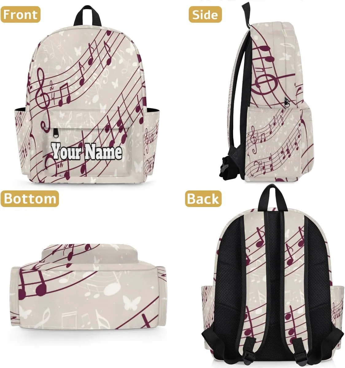 Personalized Musical Notes Preschool Toddler Backpack for Boys Girls Custom Kids Name Small Bookbags Kindergarten Elementary Backpack, Music
