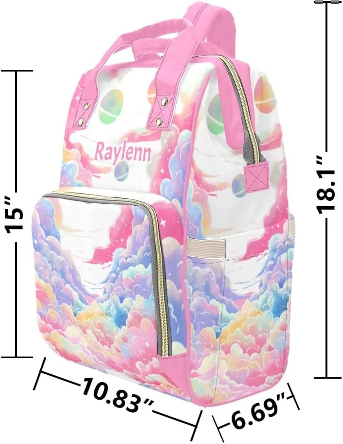 Personalized Name Diaper Bag Backpack Cloud Planet Multifunction Travel Backpack Nappy Bag Daypack for Mom Dad Boy Girl