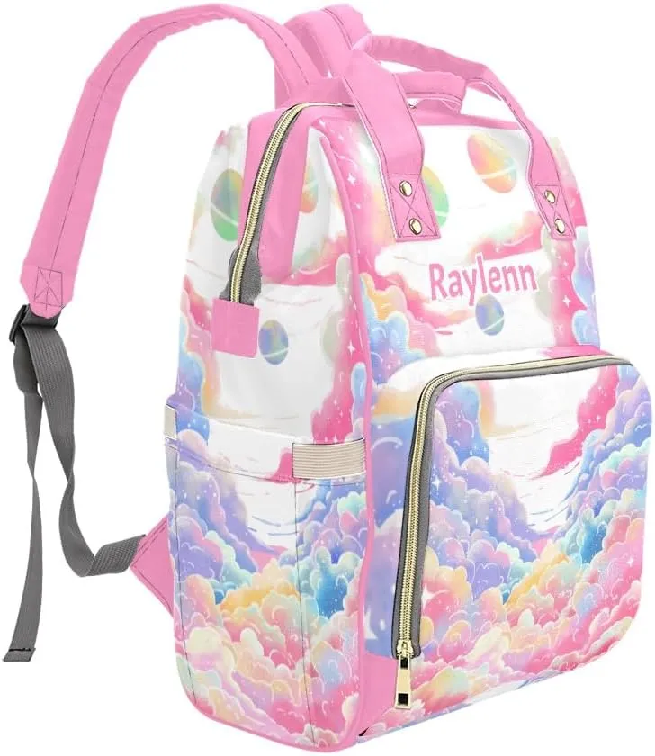 Personalized Name Diaper Bag Backpack Cloud Planet Multifunction Travel Backpack Nappy Bag Daypack for Mom Dad Boy Girl