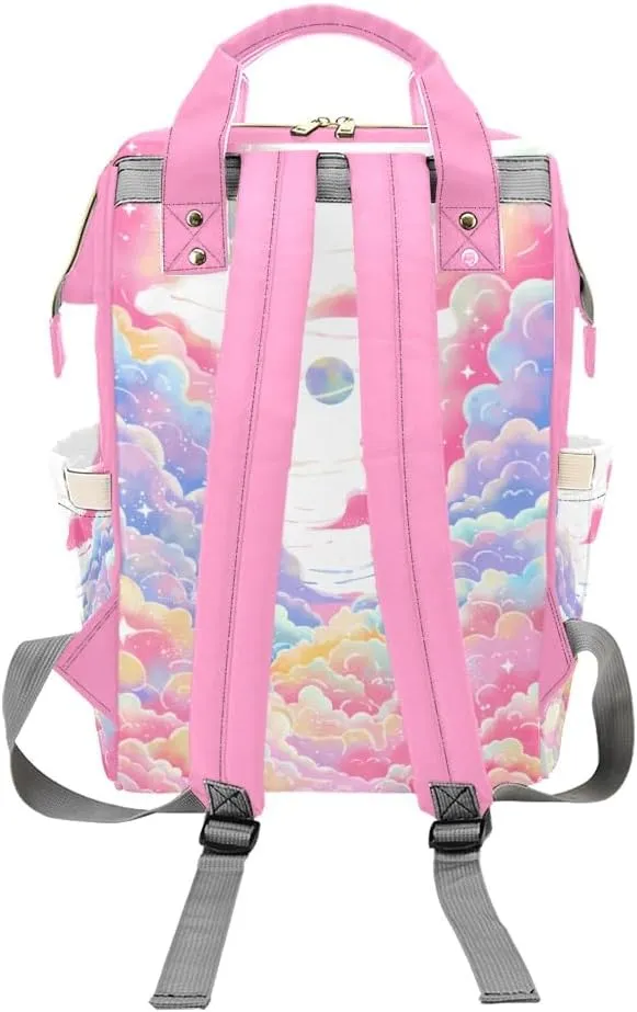 Personalized Name Diaper Bag Backpack Cloud Planet Multifunction Travel Backpack Nappy Bag Daypack for Mom Dad Boy Girl